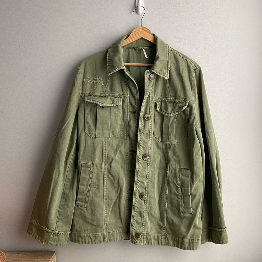Free People Olive Green Utility Jacket